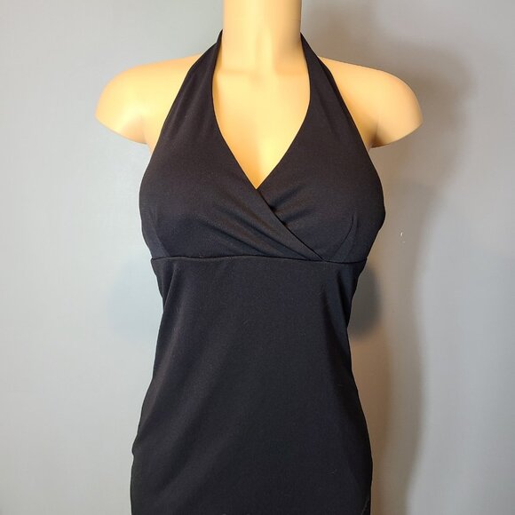 Vintage Y2K Charlotte Russe Dark Romantic Asymmetrical Halter Dress Sz Small - Picture 2 of 7